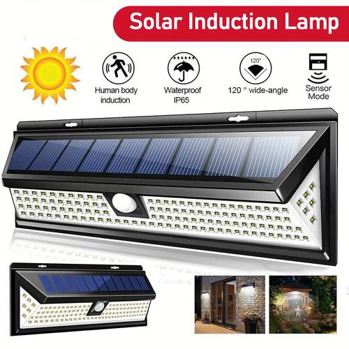 118led solar motion sensor light security outdoor lamp floodlight garden light