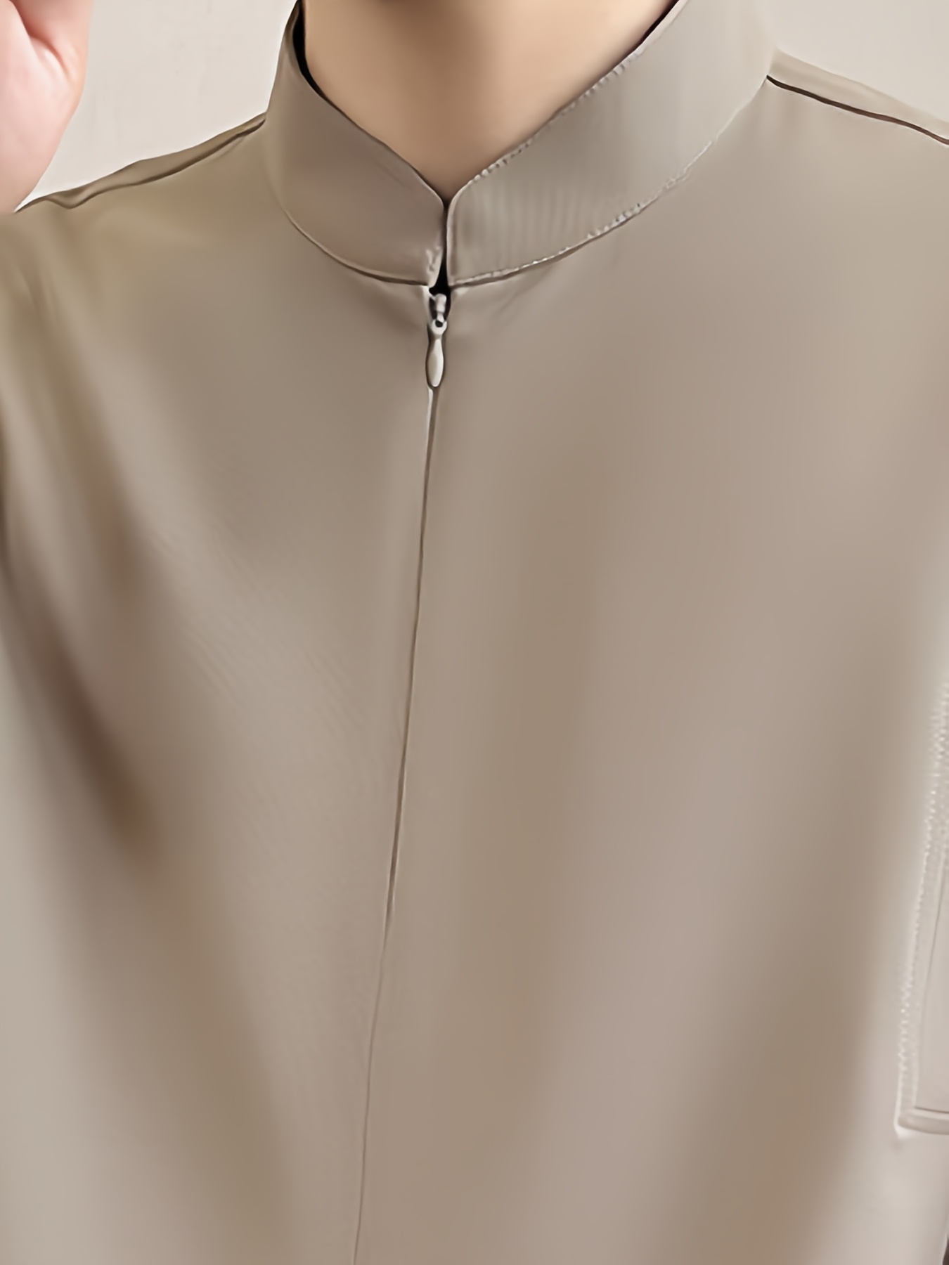 Men'S Vintage-Inspired Breathable Short Sleeve Shirt with Stand Collar & Zipper Front - Lightweight Casual Summer Blazer for Casual Attire, Black Pants & Accessories, Vintage Shirt