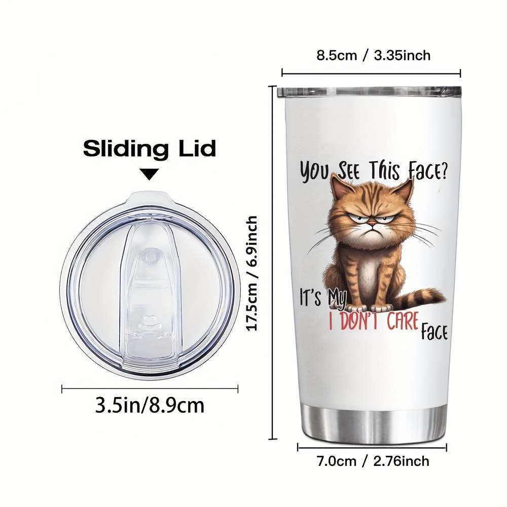 TEMU 20oz Stainless Steel Coffee Tumbler With " Care" - Reusable, Hand Wash Only, Office And Personal Use