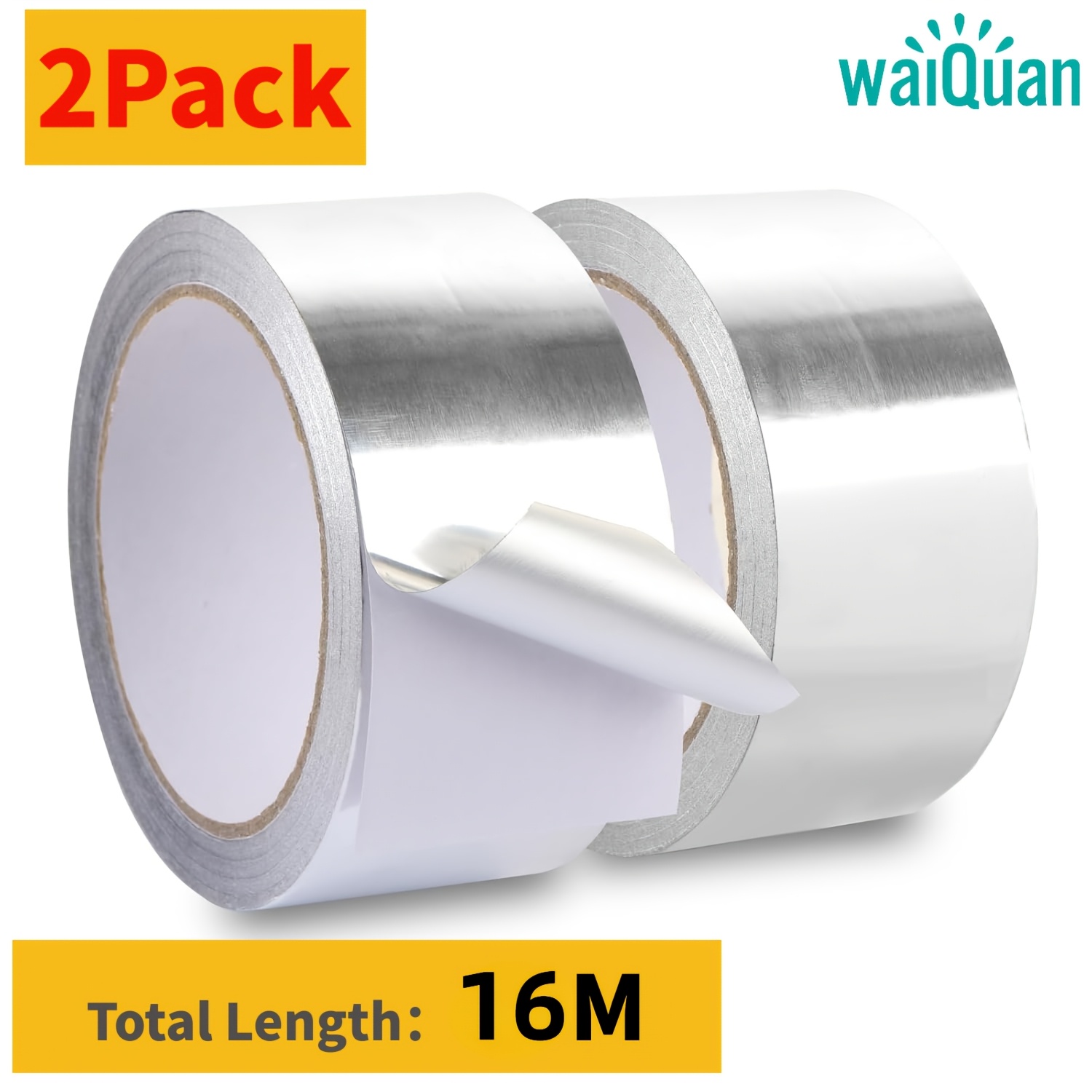 Image of 2pcs Aluminum Foil Tape, High Temperature Heavy Duty Insulation Tape For Air Ductwork, Dryer Vents, Hvac, Sealing & Patching