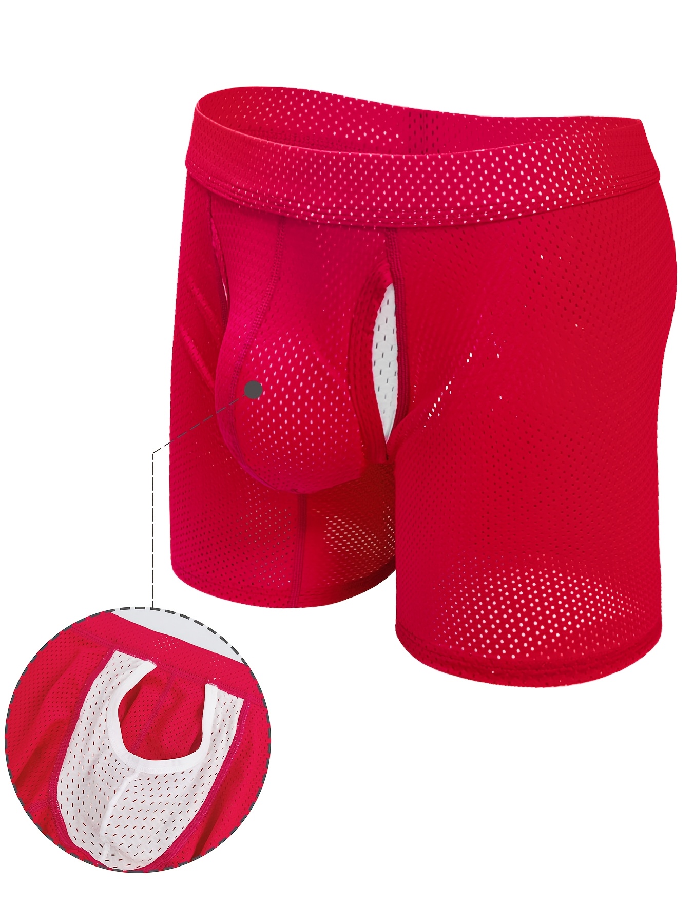 1pc *'S Breathable Polyamide Boxer Briefs High Stretch Knit Fabric, Sheer  Skinny Fit Underwear with Open Pouch Design, Solid Color Casual Boxers