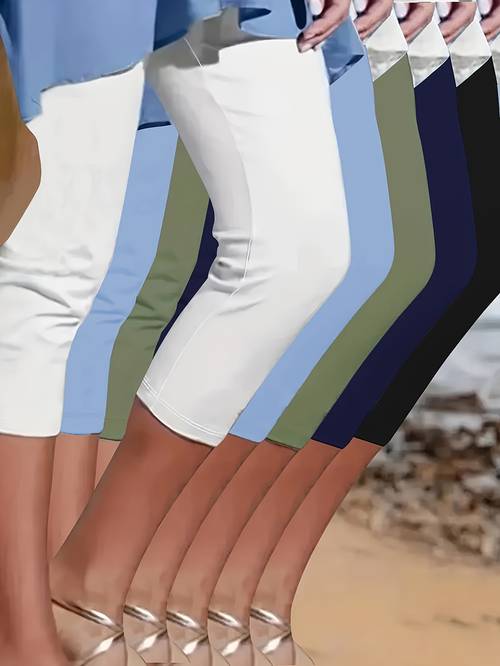 5pcs womens high waisted yoga capris stretchy running leggings with abstract print machine washable multicolor white blue green black for high support