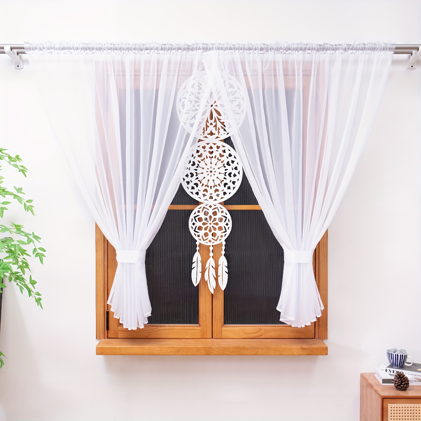 1 Set Fhflyinghome L308jg91 Model Carved Hollow Decoration Gauze Curtain Curtain Set Bedroom Living Room Curtain Daily Festival Wedding Curtain Decoration