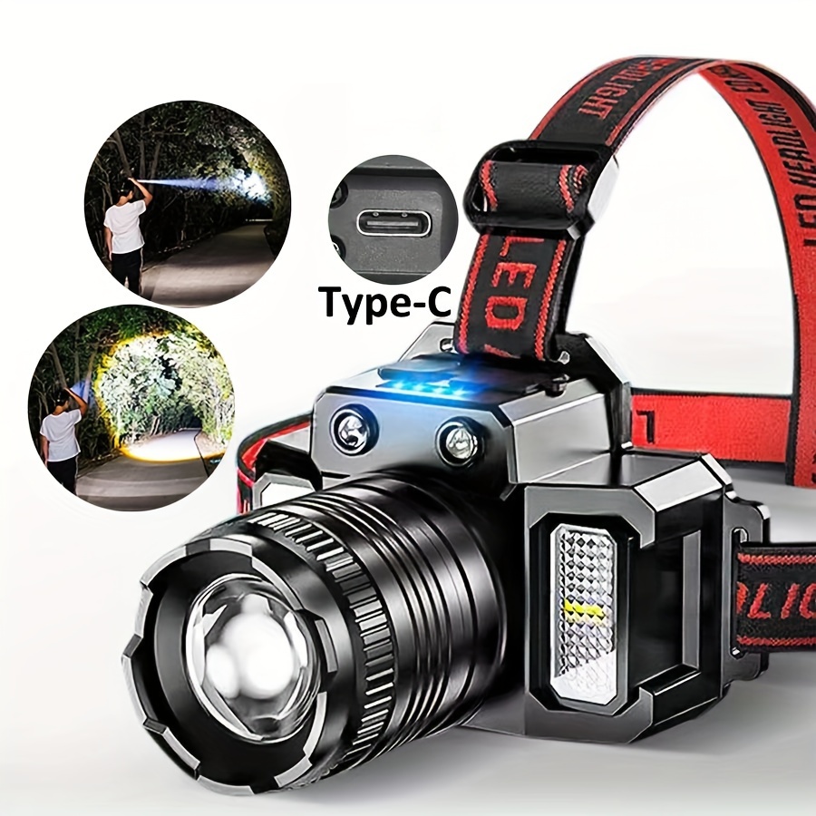 

Rechargeable Led Headlamp - Waterproof, Tactical Camping & Search Light With 5 Modes
