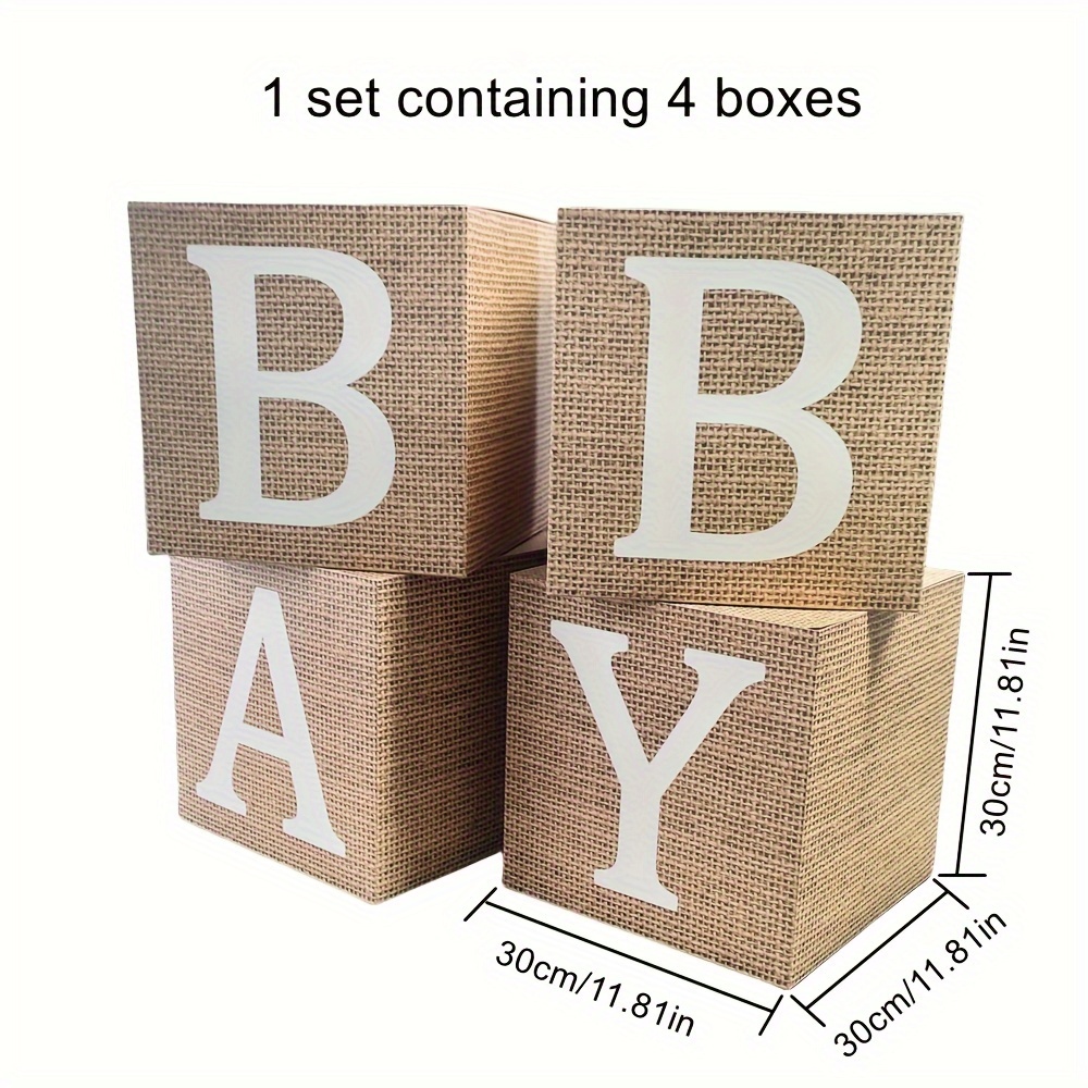 TEMU 4pcs Patterned Square Boxes, A Universal Photo Prop For Holiday Parties, Suitable For Decorating Party Scenes Like Birthdays, Gender Reveals,