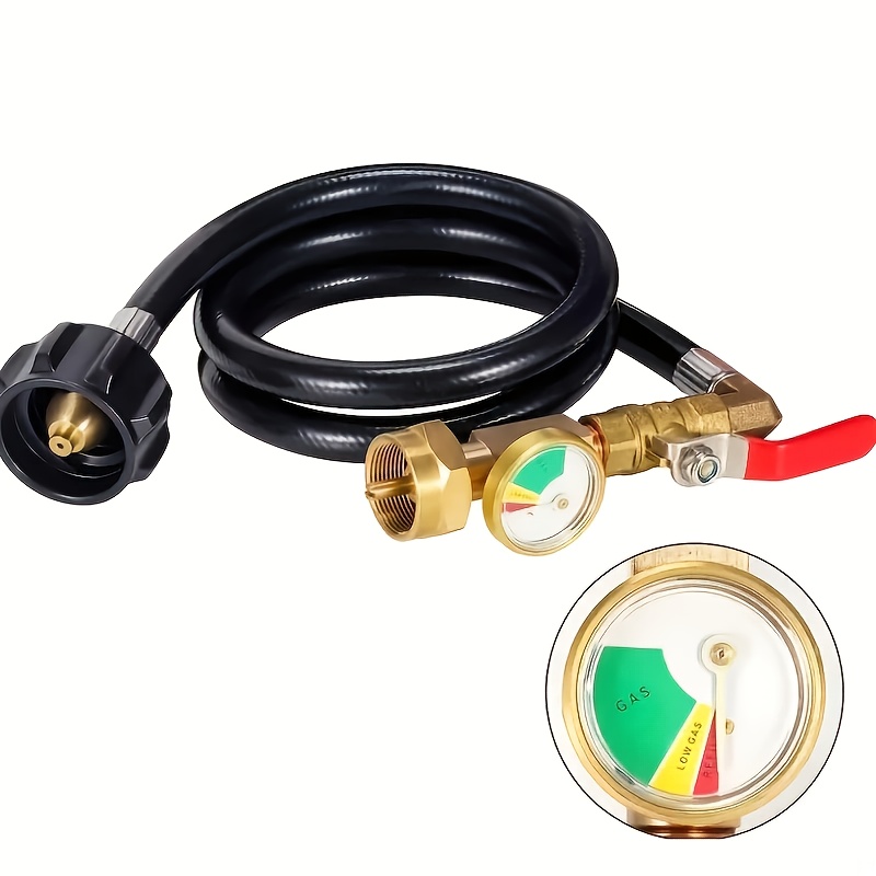 

New With Pressure Gauge 36" Propane Refill Adapter Hose, 350psi High Pressure Camping Grill(qcc/type1 Inlet) 1lb Propane Gas Adapter Connector With On- Valve