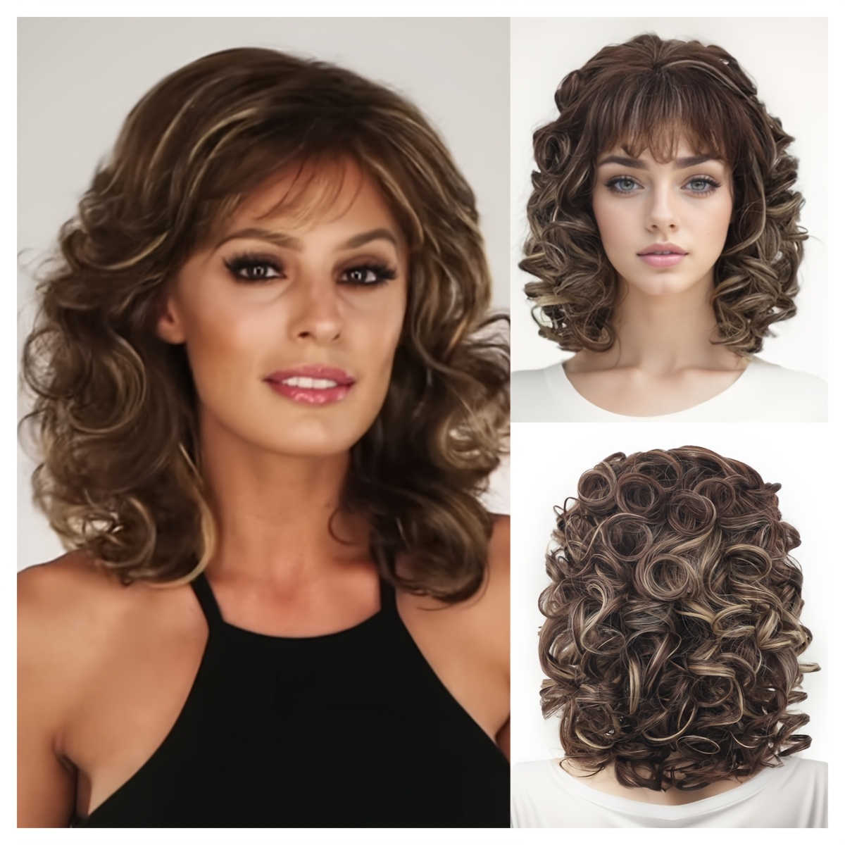 

Short Brown Wig For Women 20 Inch Shoulder Length Middle Part Curly Bob Wig Natural Looking Synthetic Heat Resistant Fiber Wig For Daily Party Use