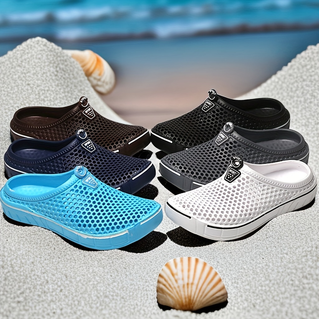 

Women's Solid Color Flat Clogs, Slip On Round Toe Non-slip Outdoor Casual Slides Shoes, Summer Beach Comfy Shoes
