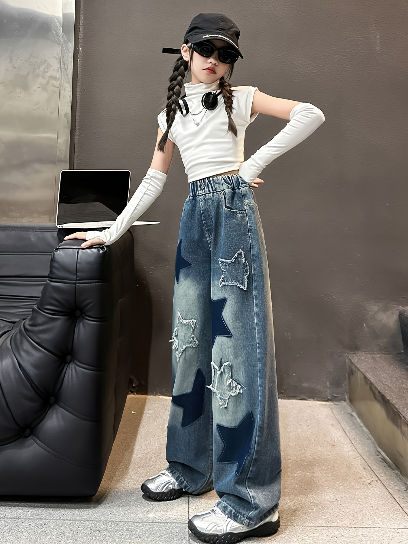 elegante geometrico in denim ragazze Temu Italy