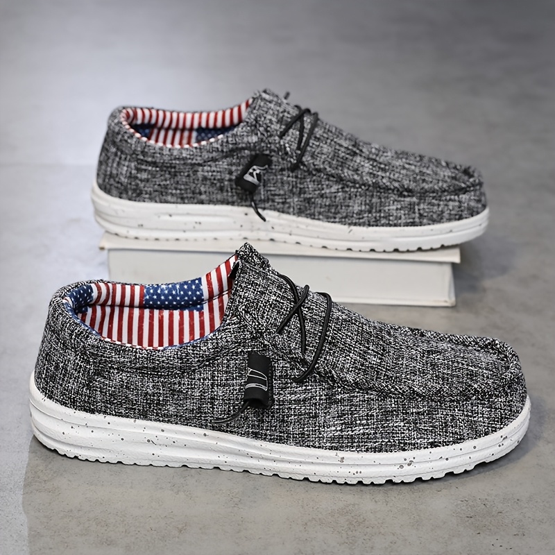 Men's Breathable Canvas Loafers, Large Size Walking Shoes - Lightweight Non-Slip Low-Top Casual Sneakers with Round Toe, Perfect for Outdoor, Jogging, Daily Wear & Men's Holiday Gift