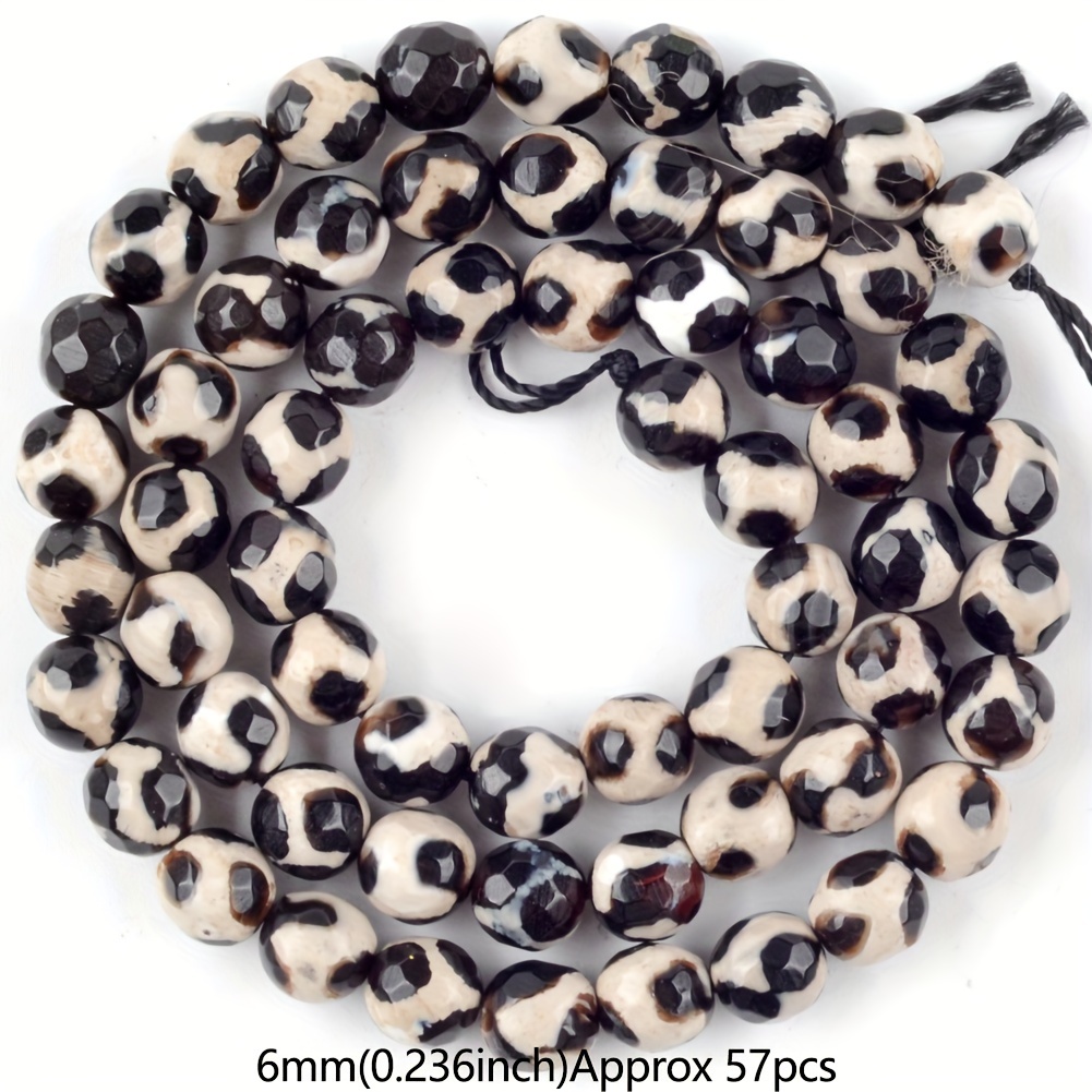 E-shop Facettierte Dzi-Achat Rundperlen 6mm(0.236inch) -12mm(0.472inch) für Schmuckherstellung DIY Armbänder Halsketten 15"