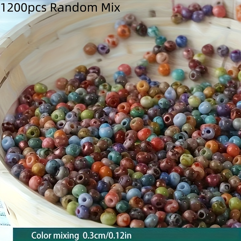 3200pcs/1200pcs 3mm/2mm New High-quality Oil Painting Solid Picasso Glass Rice Beads, Loose Beads, Smooth Texture , Suitable For Creative Jewelry Making, Necklace, Phone Chain
