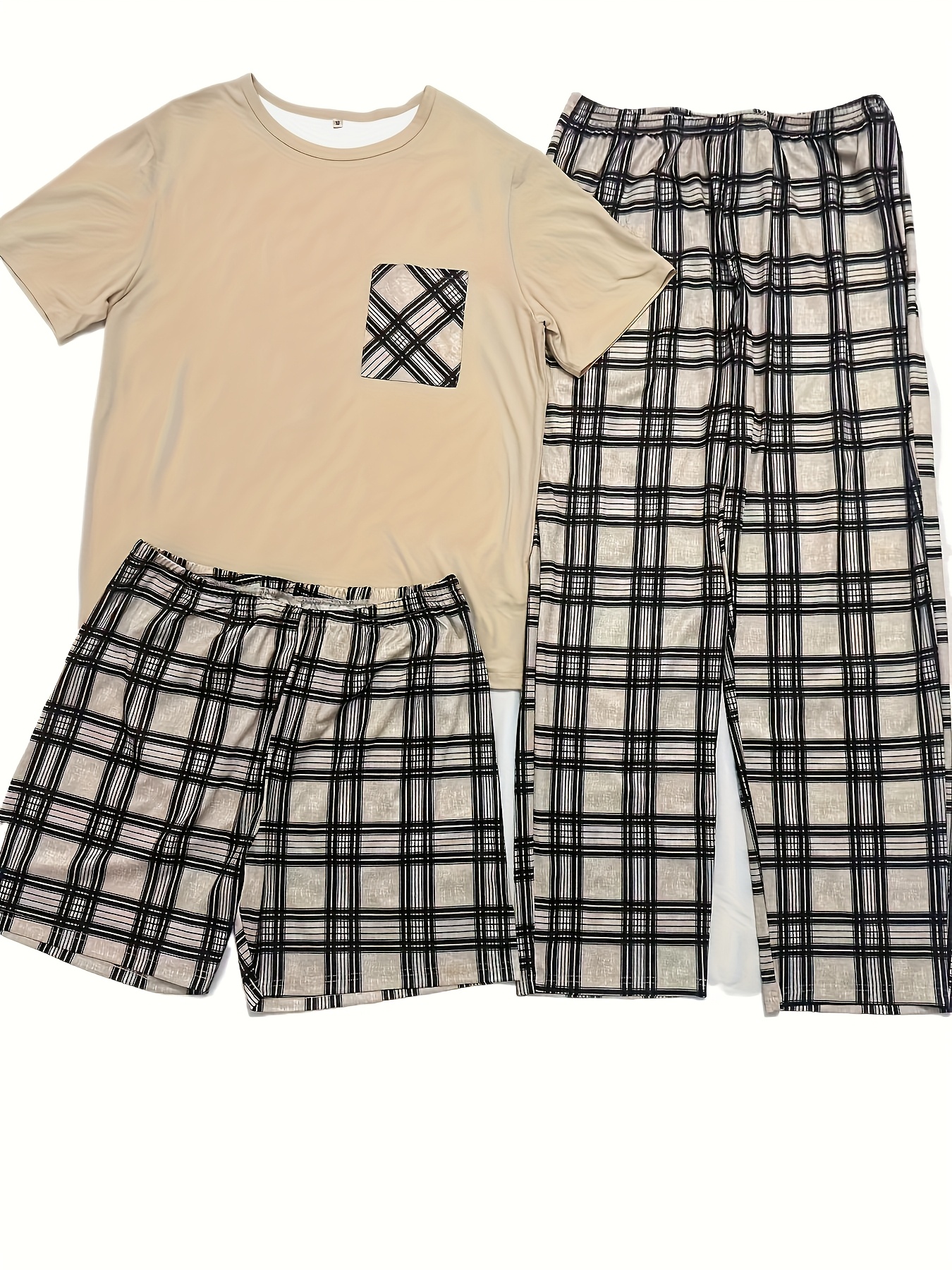 men's piece pajama set, fashion letters print short sleeve t - Main Image