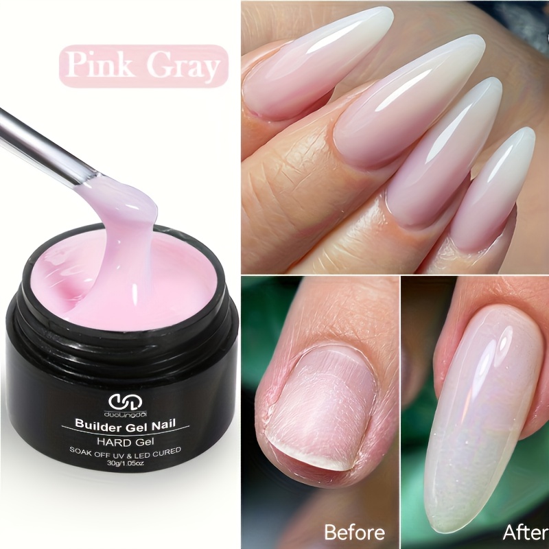Image of Builder Nail Gel - 1.05 Oz Pink Gray Gel For Extension Nail Art Manicure Starter For Professional Nails Salon Home