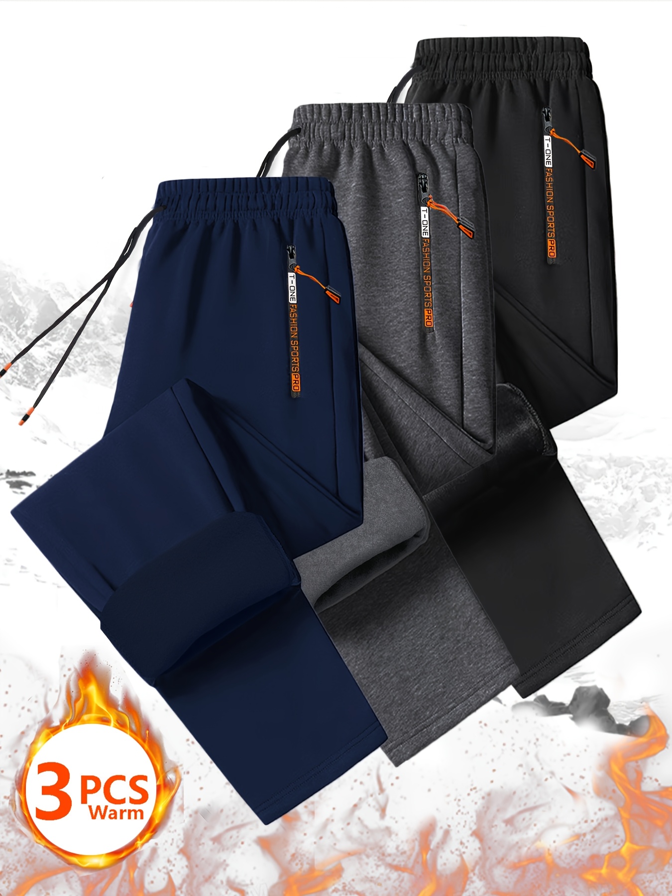 3pcs Men'S Winter Warm Fleece Sweatpants with Zipper Pockets - Casual Track Pants, Drawstring Waist, Solid Color, Regular Fit for Running, Workout, Gym & Outdoor Activities, Workout Pants, Gym Apparel, Sleek Design, Comfortable Fit, Men Fleece Lined Trouser, Men Fleece Trouser, Trouser For Men, Track Pant Men, Men Sport Pants, Men Jogging Pants, Men Pant, Sweatpant Men, Men Trouser, Jogger Pant For Men, Men Tracksuit Pants, Men Pants, Men Sports Pants, Men Warm Pants, Men Dress Pants