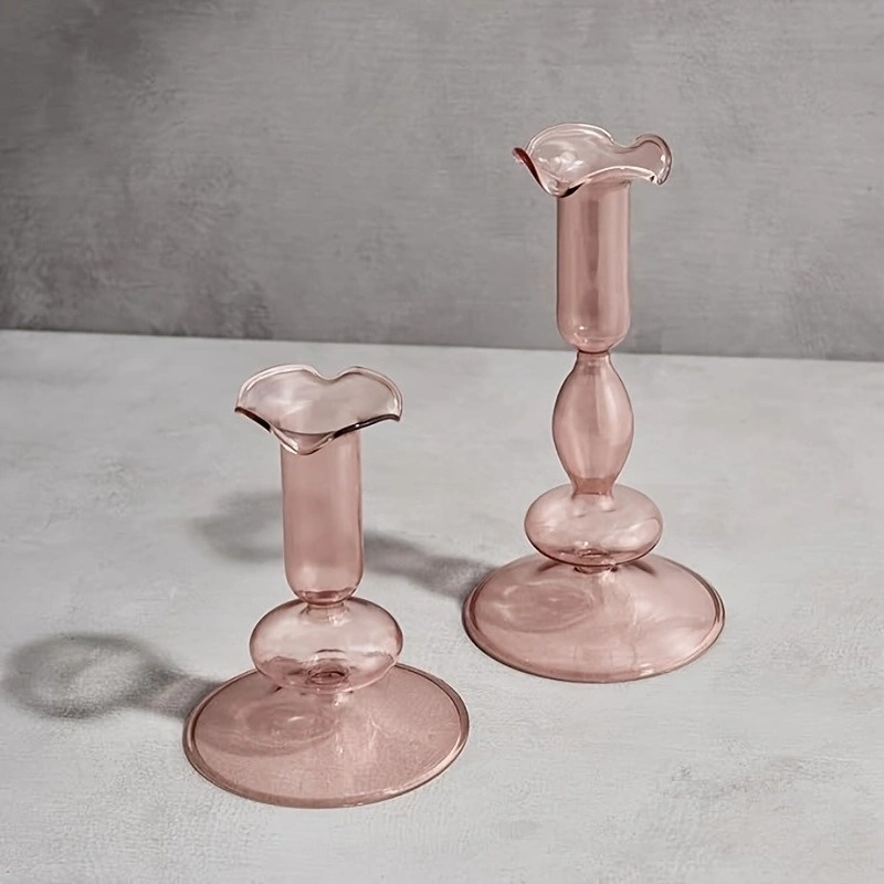 TEMU Vase Bougeoir en Verre Créatif Artisanat d'Inspirant pour Salon et Table à Manger B&B, Porte-Fleurs Séchées Idéal pour Noël, Parfait pour