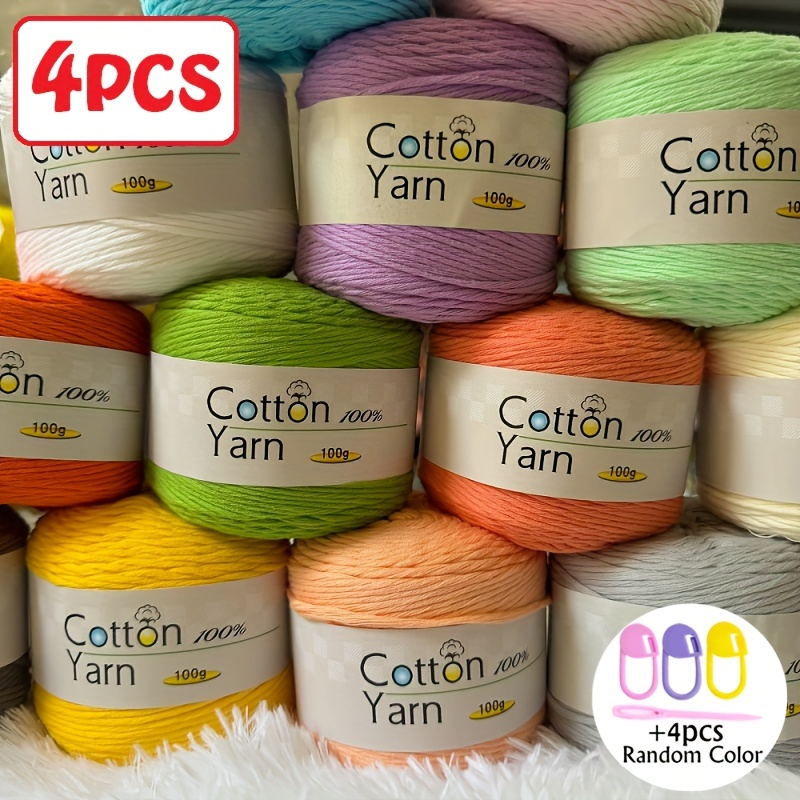 pack of 4 400g 14 1oz 16 ply multicolor yarn made from 100 cotton this   cotton yarn is medium thick at 3mm   projects like knitting and crocheting scarves gloves sweaters