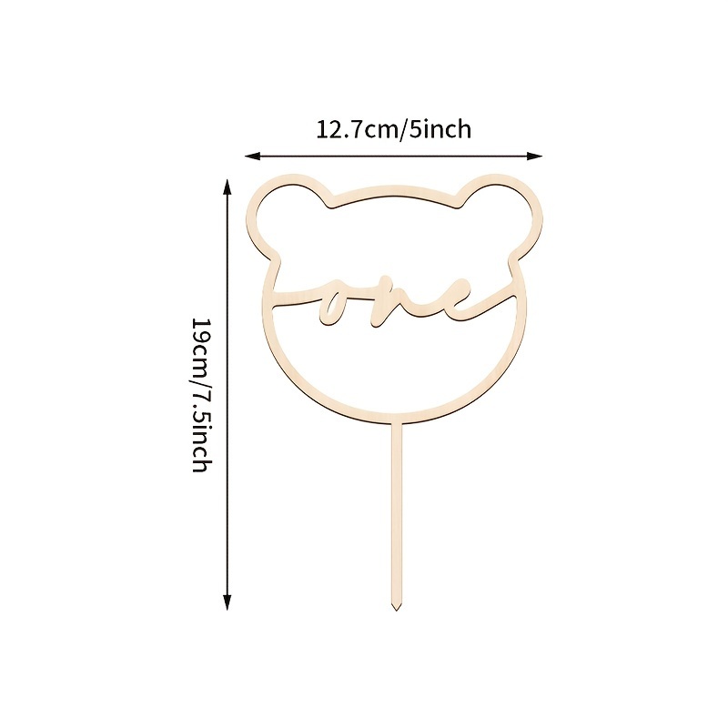 Image of 1pc Bear-shaped Wooden "one" Cake Topper, Cake Decoration, Wooden Birthday Cake Topper For Birthdays, Baby Showers, Anniversaries, Gender Reveal Parties, Party Cake Decor Supplies