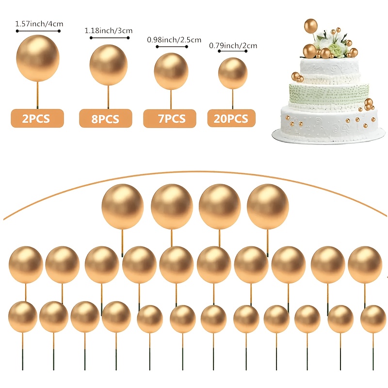 TEMU 37pcs And Cake Decoration Balloons Cupcake Decorations Foam Cake Decoration Balls Cake Ball Decorations Birthday Party Wedding Anniversary Cake