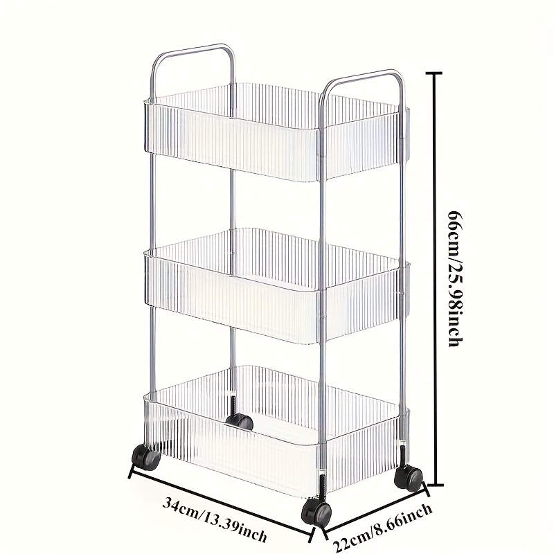 E-shop Multifunktionaler Acryl-Aufbewahrungswagen mit 360° Drehrädern – Ganzjahresgeeignet, Platz für ca. 10 Gegenstände, Transparenter Organizer für
