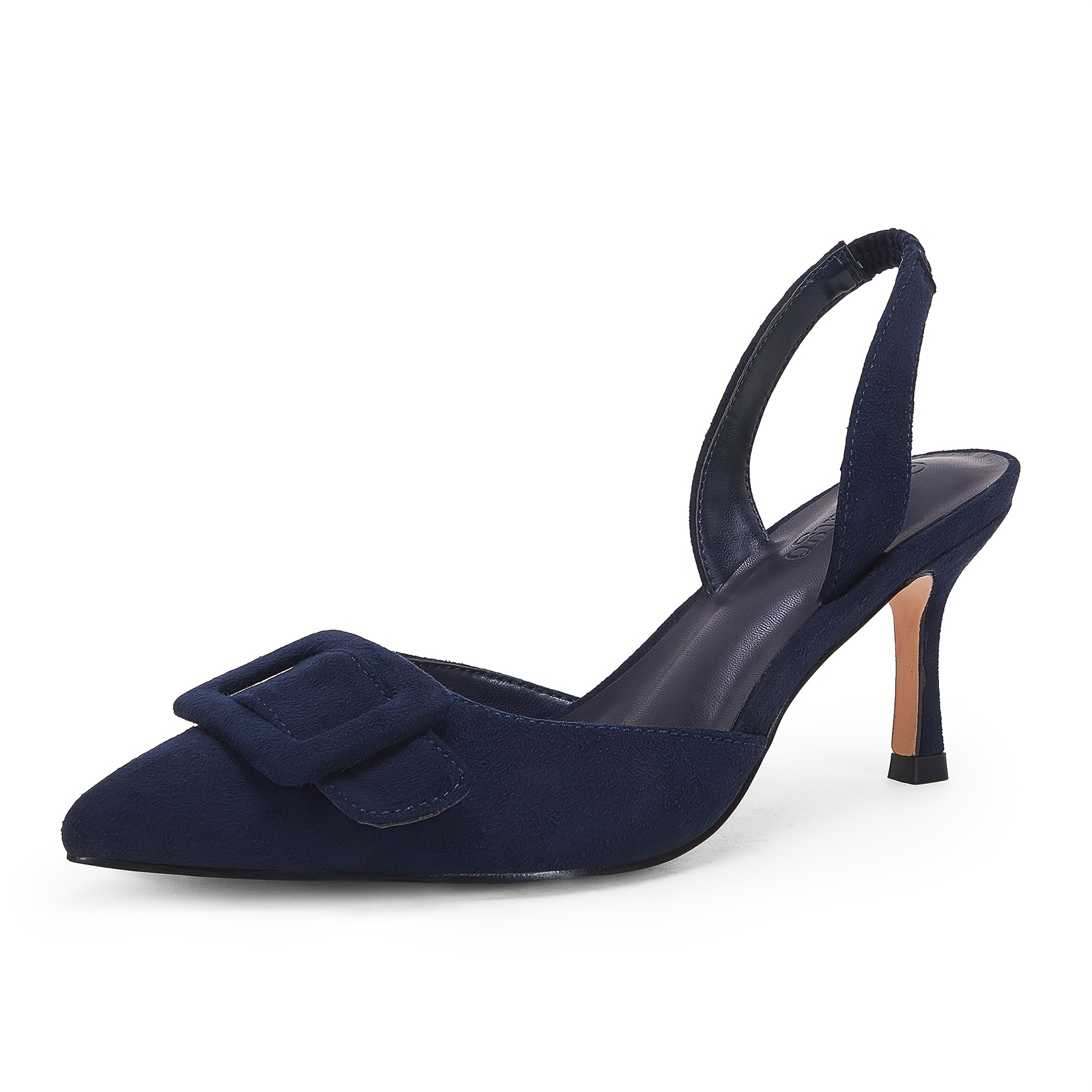 Elegant Navy Blue Cover Slingback Pumps for Women Pointed Toe Kitten Heel  Wedding Party Sandals with Cover Inner Lining, PU Sole, and Chic Bu