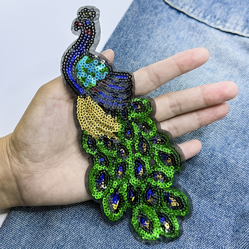 E-shop 1 Stück Glitzernder Pfau-Patch, Bügel-/Näh-Applikation für DIY Jeans, , Schuhe, Hüte Jacken