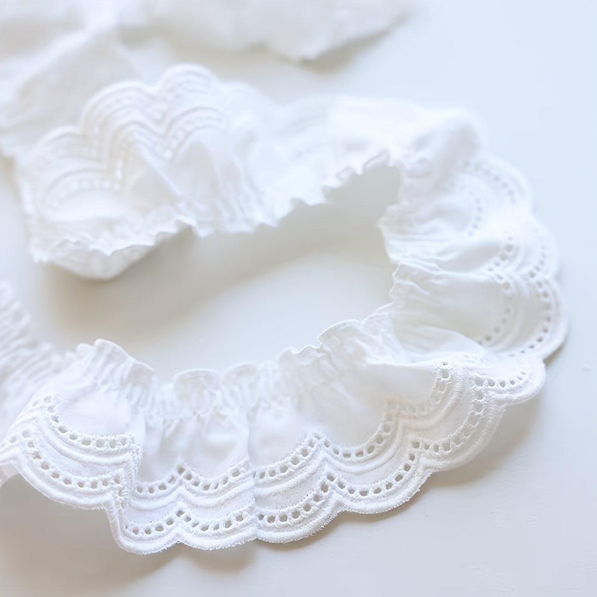 TEMU Embroidered Lace, Suitable For Neckline Decoration, Skirt Hem Accessories, Scalloped Ruffle Trim, Garment Decorative Edge, Openwork For Clothing