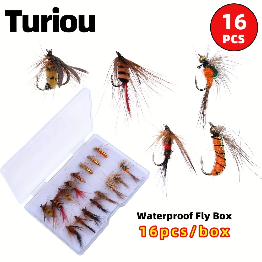 

16pcs Hand-tied Fly Fishing Lure Set - Colors, Pvc & Stainless Steel Hooks For Trout, Bass & Perch