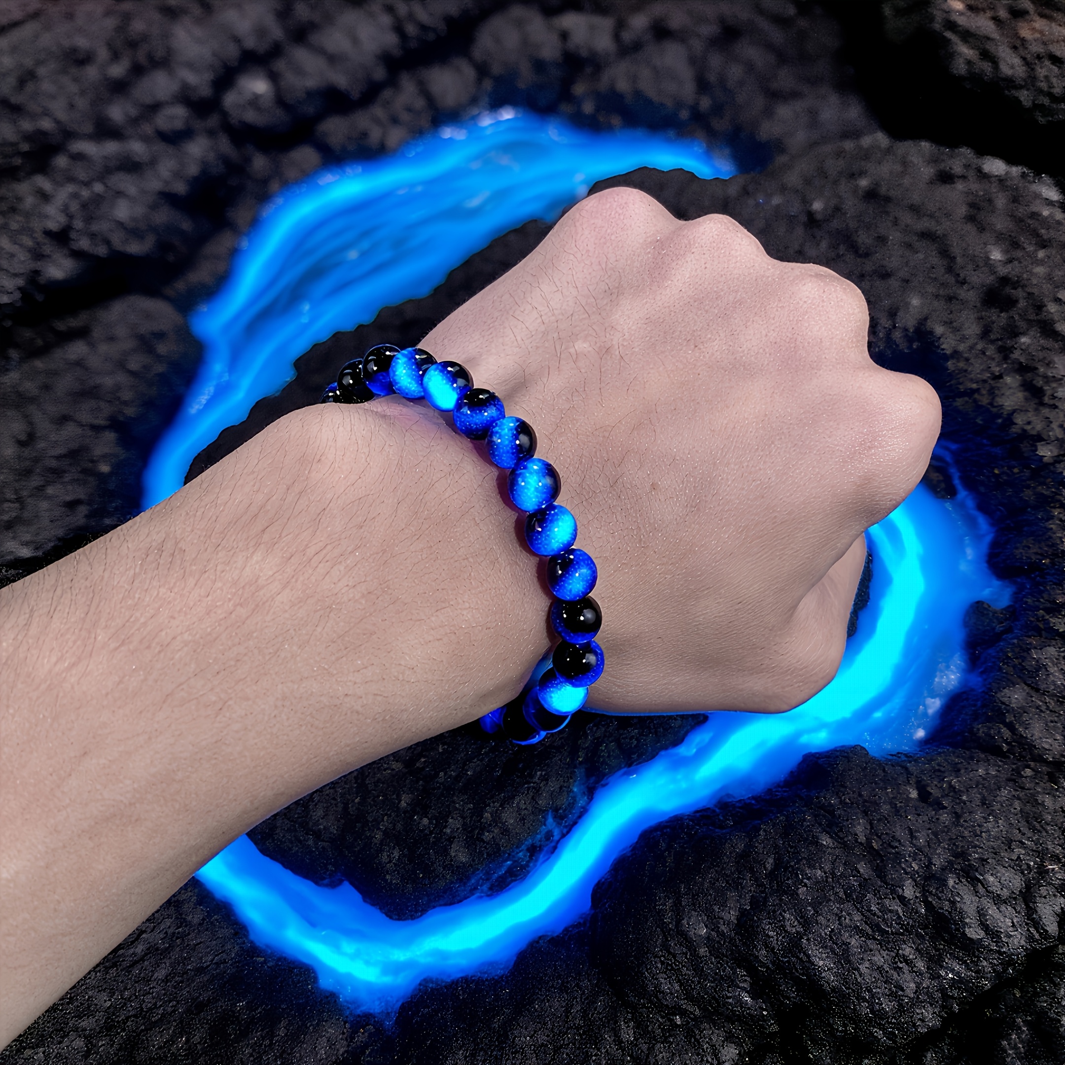Bohemian 8mm Eye Bracelet - Stone Beads For Wealth & Luck - Unisex Spiritual Jewelry, Birthday Gift For