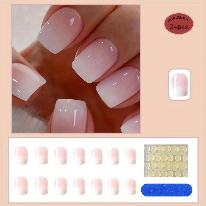 

Gentle And Sweet Girl Style Nail Stickers Pure Desire Gradient Wearable Finished Nail Pieces