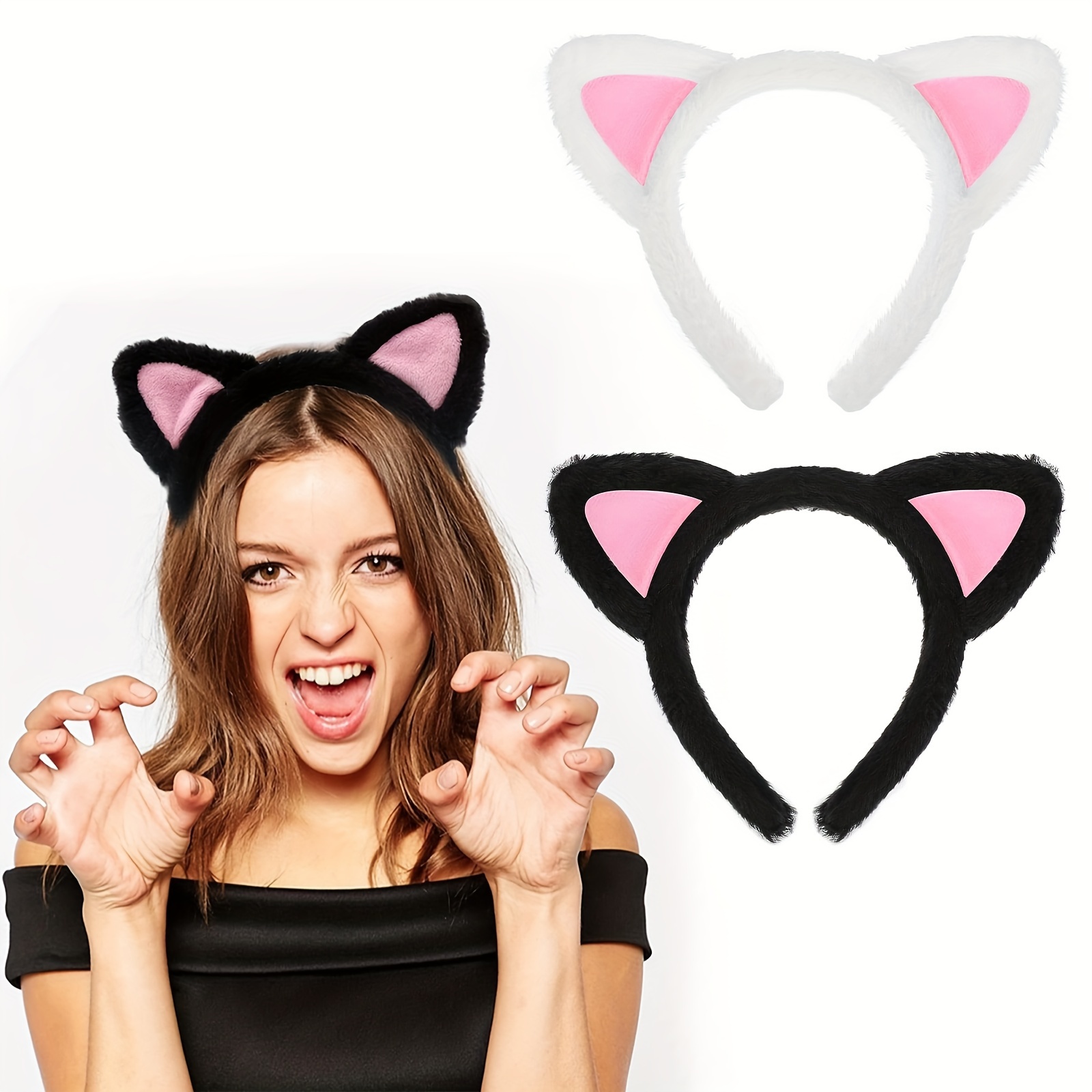 

Cat Headbands - Washing , Fuzzy Headbands Spa Halloween Parties Cosplay (/)