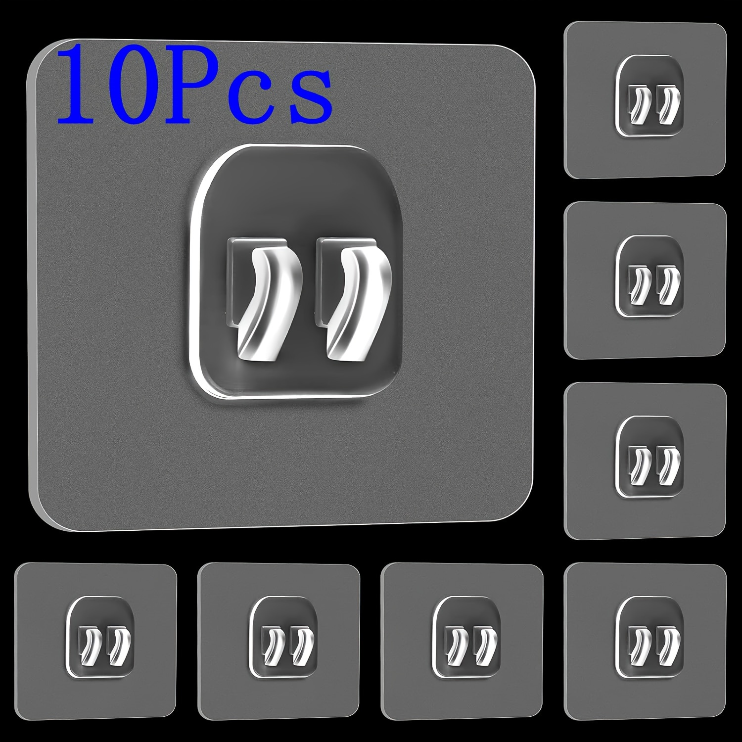 1/5/10/20pcs Heavy-duty Wall Hooks, Self-adhesive Clear Hooks, Waterproof & Removable Hooks For Hanging Storage Rack, Household Storage Organization For Kitchen, Bedroom, Bathroom, Office, Desk