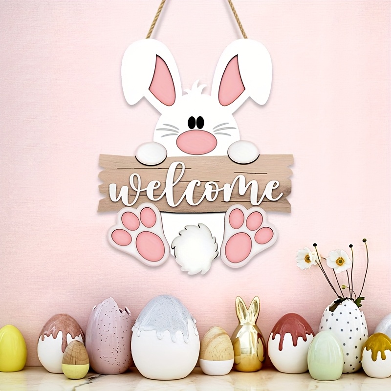 

A Wooden Easter Bunny Welcome Sign, Easter Door Hanging, Easter Bunny Welcome Sign, Easter Door Sign 30x25cm