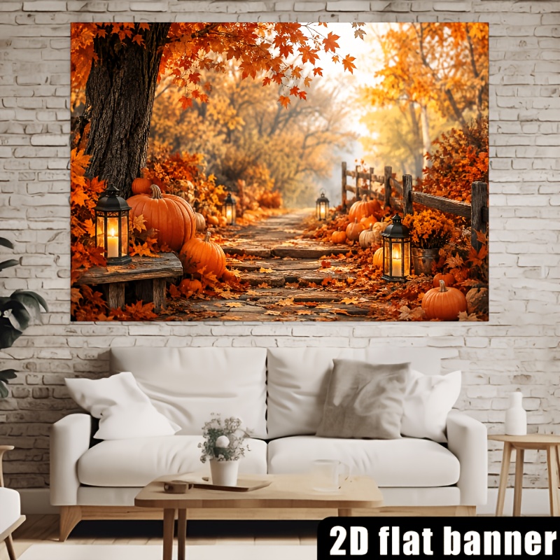 Autumn Maple Forest Pumpkin Theme Party Backdrop