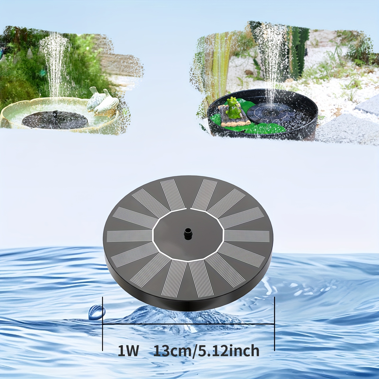 E-shop Solar Vogeltränke Springbrunnenpumpe, IPX8 Upgrade mit 6 Düsen, Freistehende Schwimmende Solarbetriebene Wasserspringbrunnenpumpe für