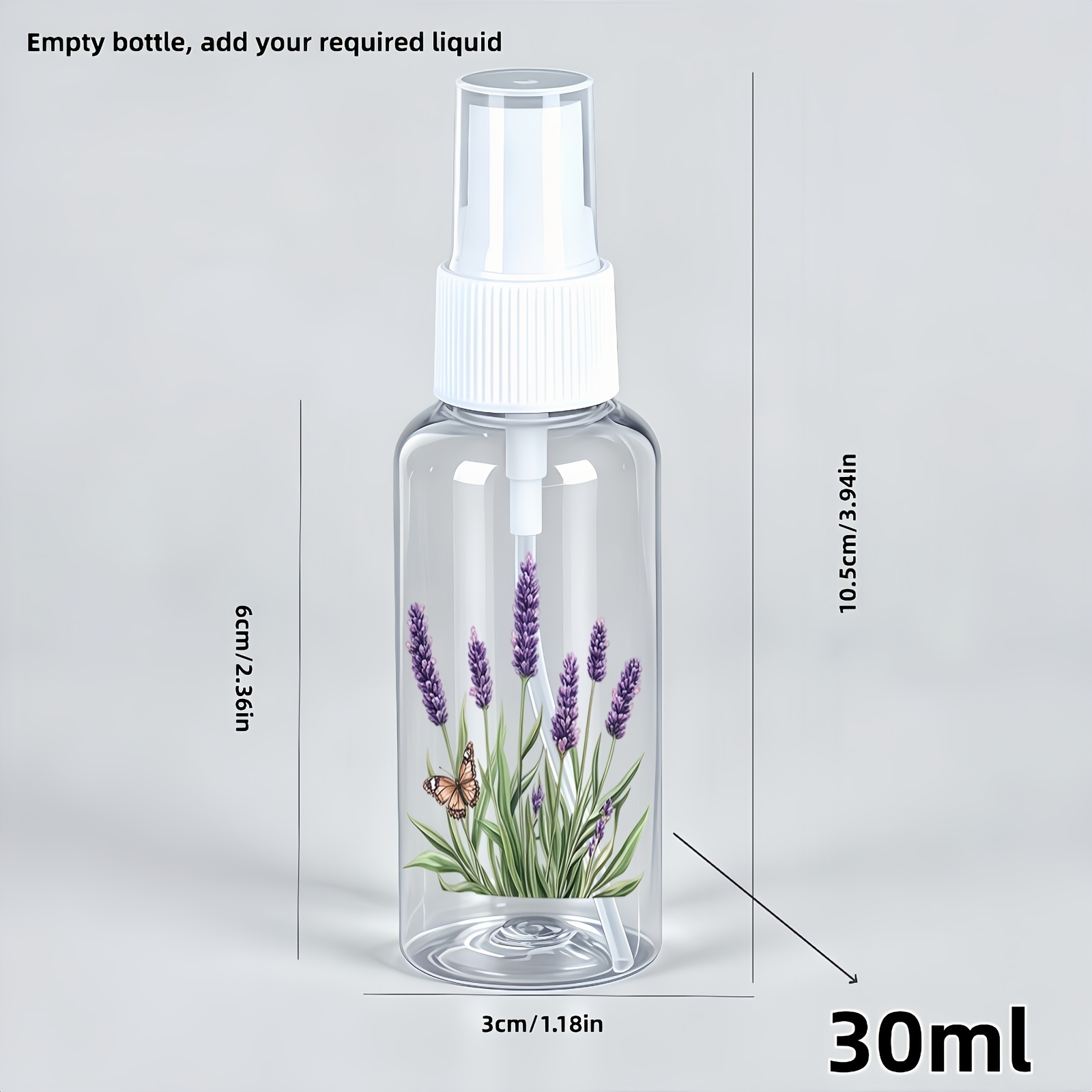 TEMU 1 spray riutilizzabile da 30 ml, riempibile, nebulizzatore a spruzzo fine con stampa di lavanda e , contenitore cosmetico vuoto per , prodotti