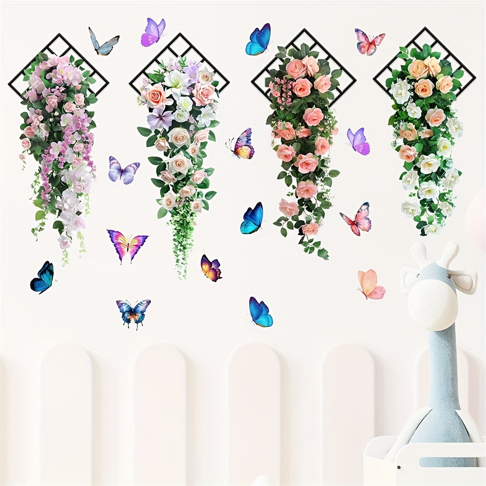 Chic & Rose Vine Wall Decals - Removable Pvc Stickers For Living Room, Bedroom, Entryway & Showcase Windows, For Return School