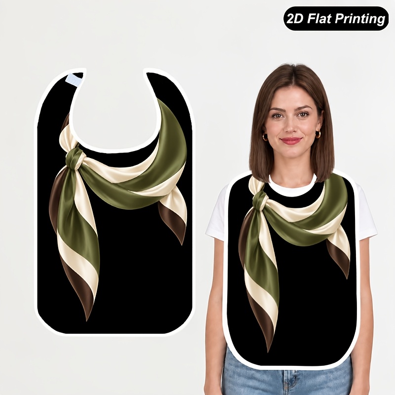 TEMU 1pc Adult Bibs For Women Men And Elderly, Green Pattern 2d Flat Print Dining Apron, Feeding Bib For Adults, Parties, Dining, And Home Use,