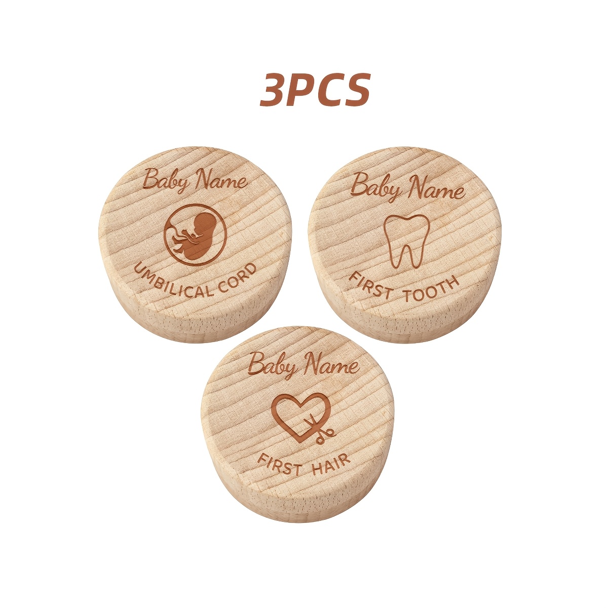 3pcs Custom Wooden Box For Preserving Cords, Storage For Fetal Hair And Teeth, A Keepsake For Births, Perfect For Home Decoration And Birthday Presents, Ideal For Handcrafted Nursery Gifts