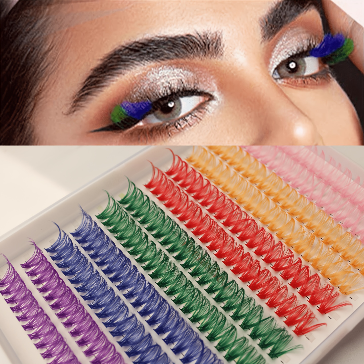 Image of 6-color False Eyelashes For Cosplay, Stage Makeup, Segmented Eyelashes, Dopamine, Exaggerated D-curve, Multiple Colors, 15mm, Holiday Gift