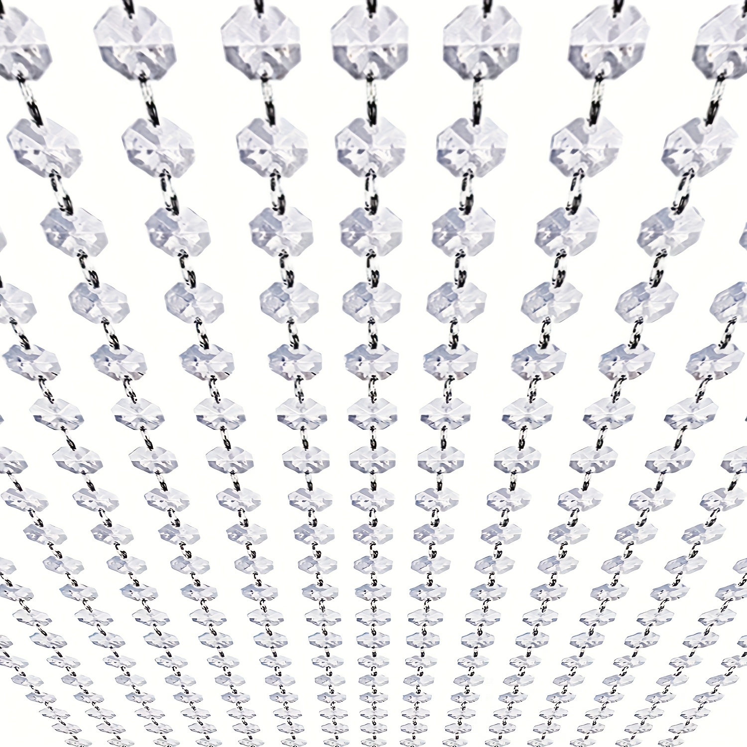 Image of 19.8ft Acrylic Crystal Bead Garland 6pcs, Hanging Clear 14mm Diamond Acrylic Crystal Garland For Chandelier Bead Lamp Chain, Christmas/wedding Party Decoration And Craft Jewelry Decoration Halloween