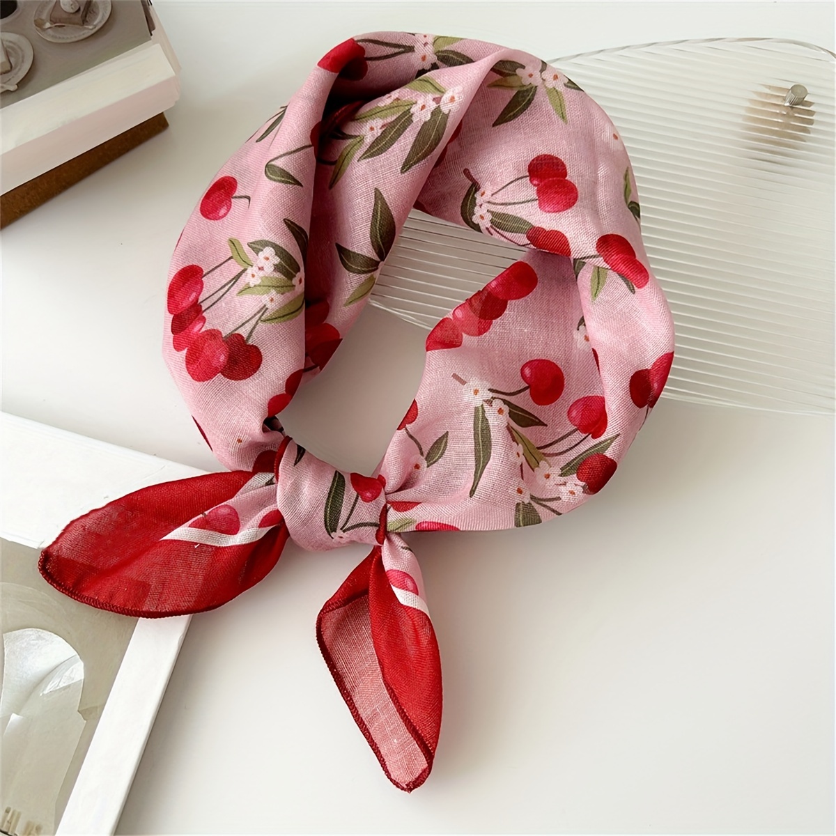 

Spring And Summer Scarf For Women, Stylish Headband With Flowers Print Small Square Scarf - 21.7in