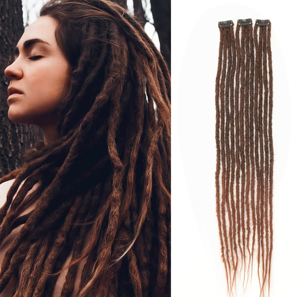 E-shop 3er-Set 22 Zoll Bunte Clip-in Dreadlock-Verlängerungen, 24 Zoll Clip-in Dreads Synthetische Haarverlängerungen, Weicher Dread Style Dünne 0,6 cm