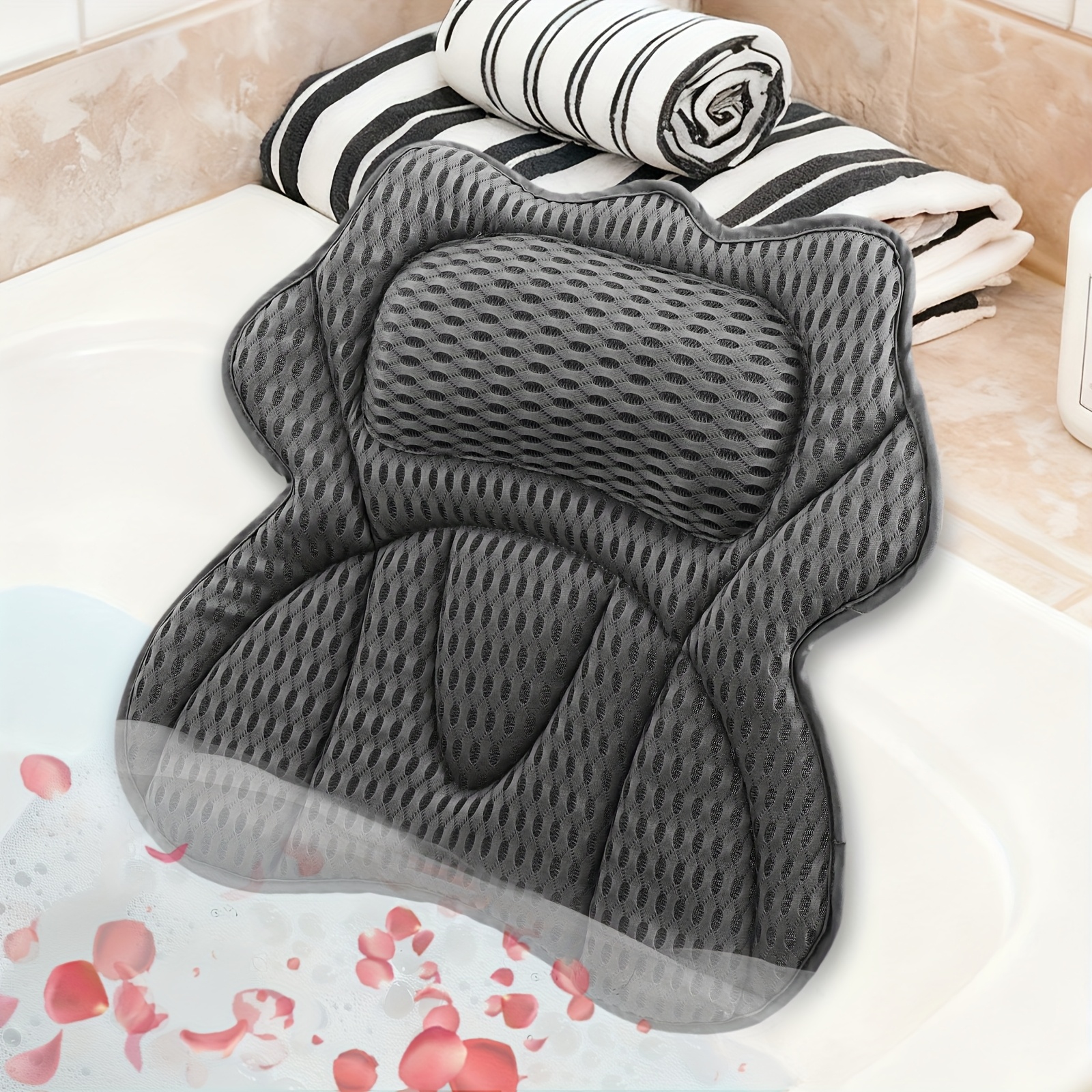 Image of Autumn Winter Spa Bathtub Pillow, Quick-dry Fabric, With Suction Cup Stable Design, Suitable For All Bathtubs, Your Bathtub Pillow, Bathing Time, A Festive Gift