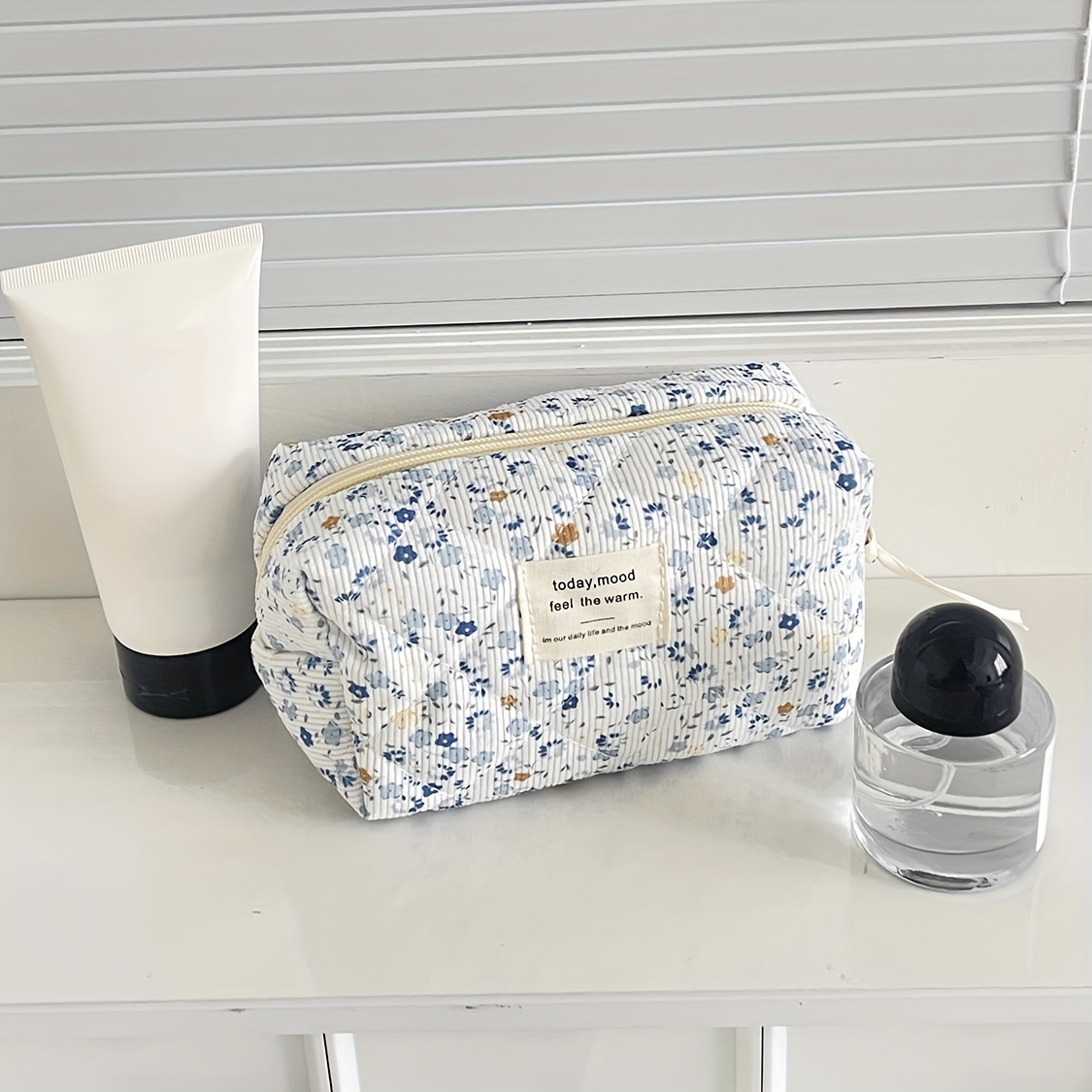 TEMU Porte-monnaie, Porte-monnaie en velours à imprimé floral , Pochette à pièces de rangement portable de grande et de grande valeur de style Ins