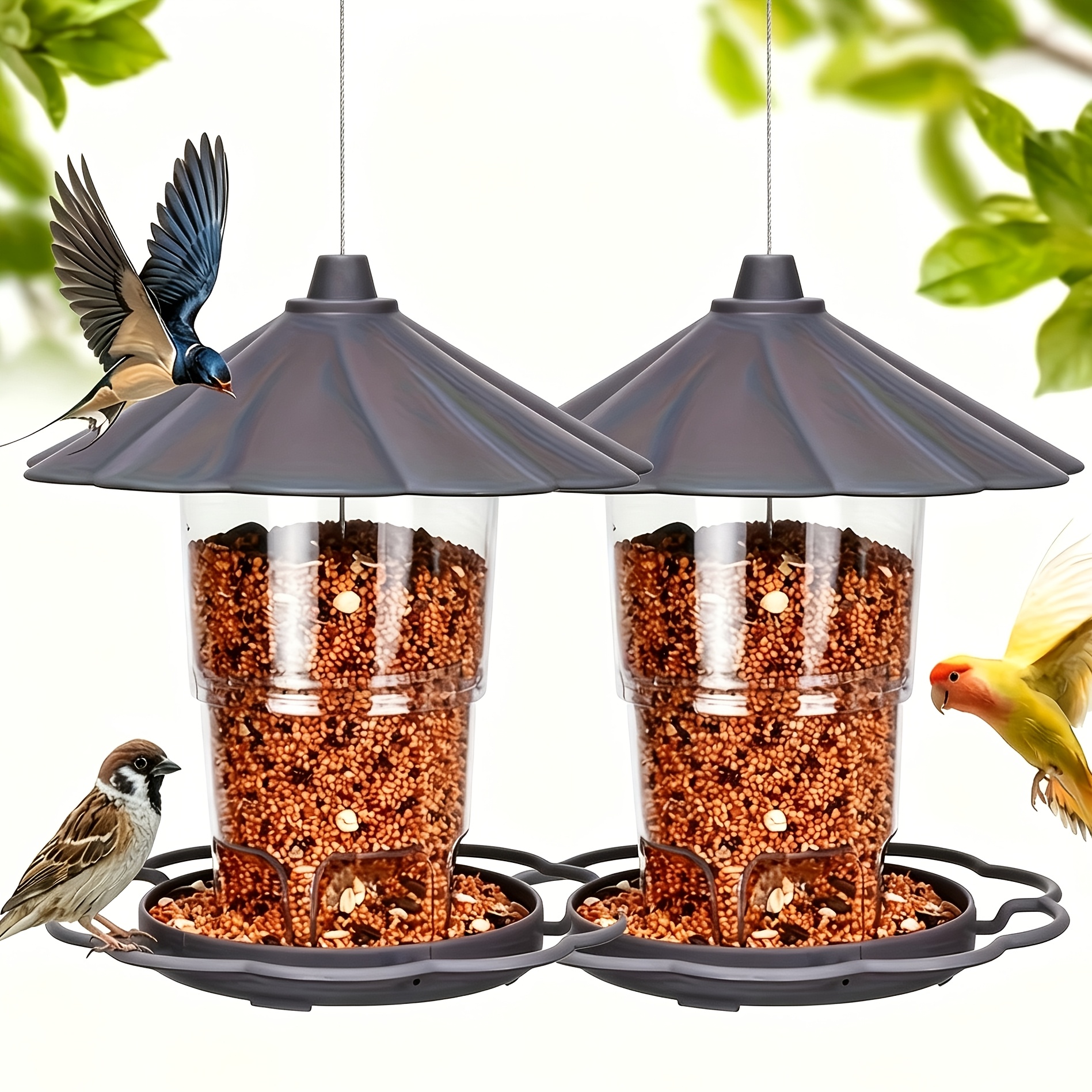 Image of Hanging Bird Feeder, Birdhouse With Stand, Suitable For Outdoor Activities, Bird Food Dispenser, Large Capacity Bird Feeder, Suitable For Birds