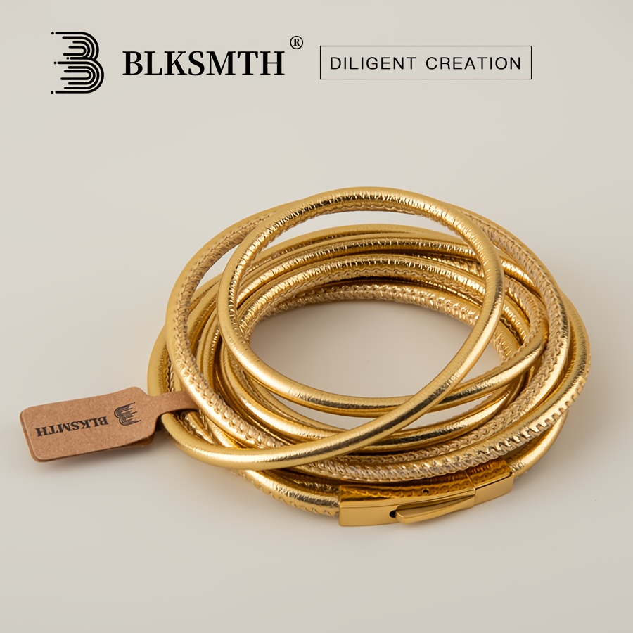 bracciale da donna     in pelle  , multi-avvolgimento e impilabile