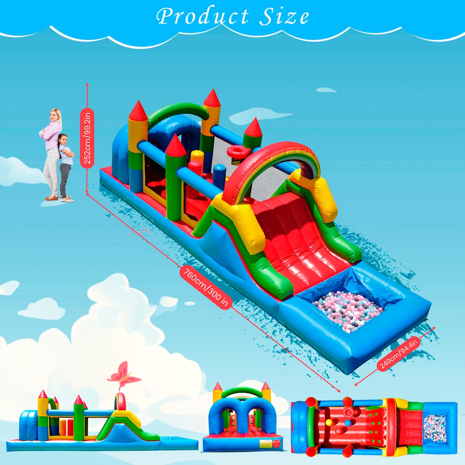 25ft bounce house water slide blow obstacle course Temu