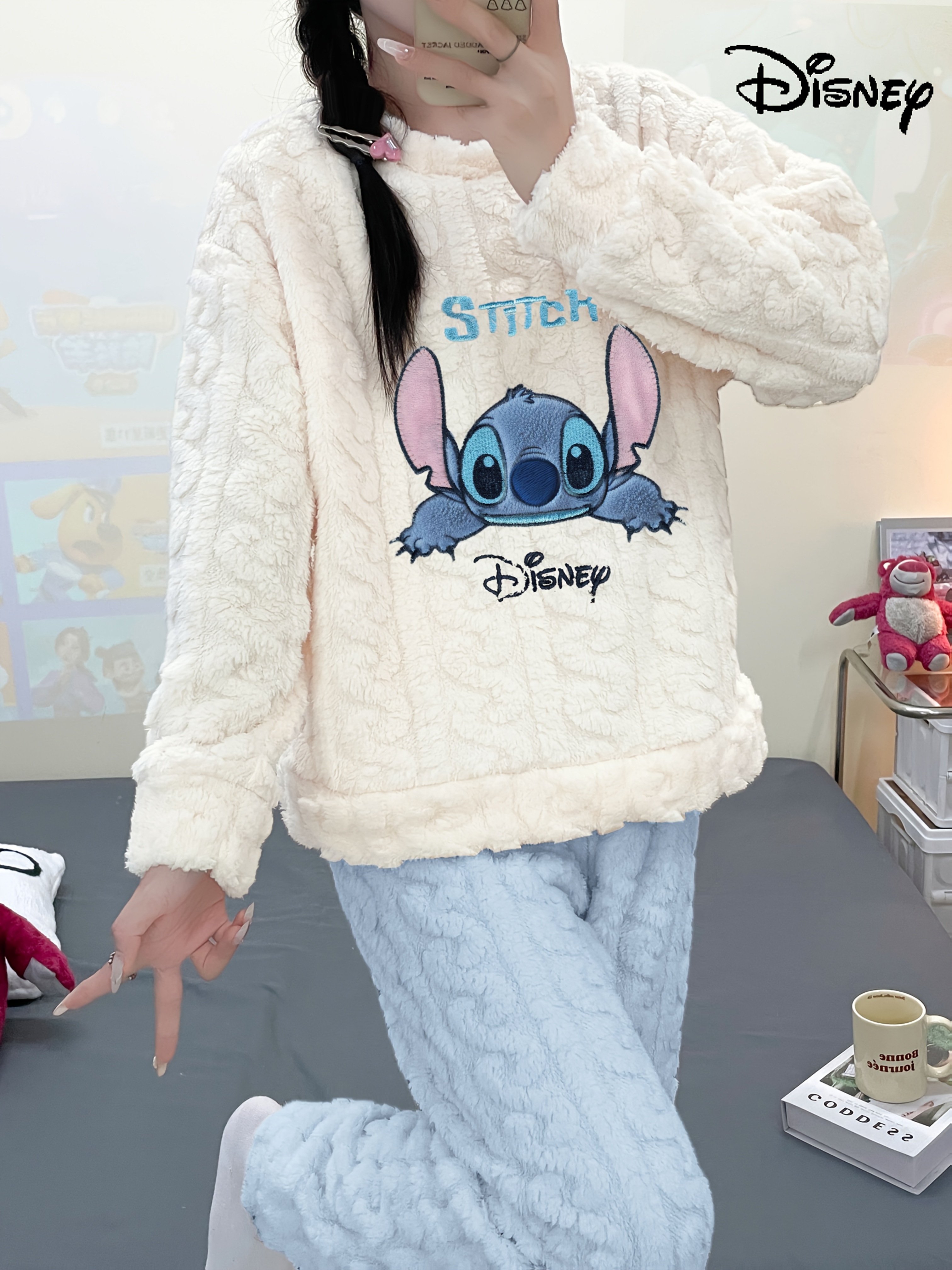 25AW Hemtrend Höst-Vinter Ny Söt * Klassisk Plysch Pyjamas Set, Löst och Bekvämt Kvinnors Nattplagg * för Att Slappna Hemma, Ideell Födelsedagspresent till Alla Stiliga *