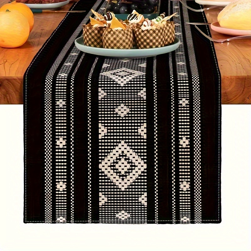 

Elegant Black Geometric Table Runner - Home, Restaurant & Party Decor